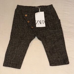 Zara Kids Dark Brown Knit pants 9-12 NWT